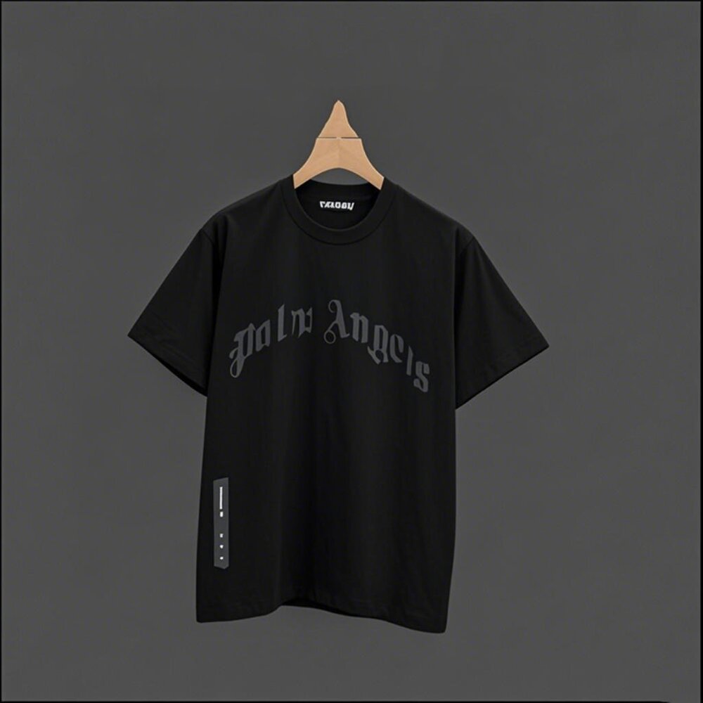 NWT Palm Angels Black Arc Letter Print Short Sleeves